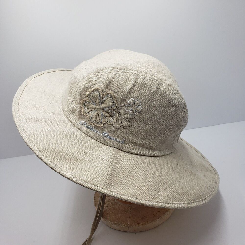 Outdoor Research Womens S /  M Linen Blend Sun Hat Floral Embroidered Bucket